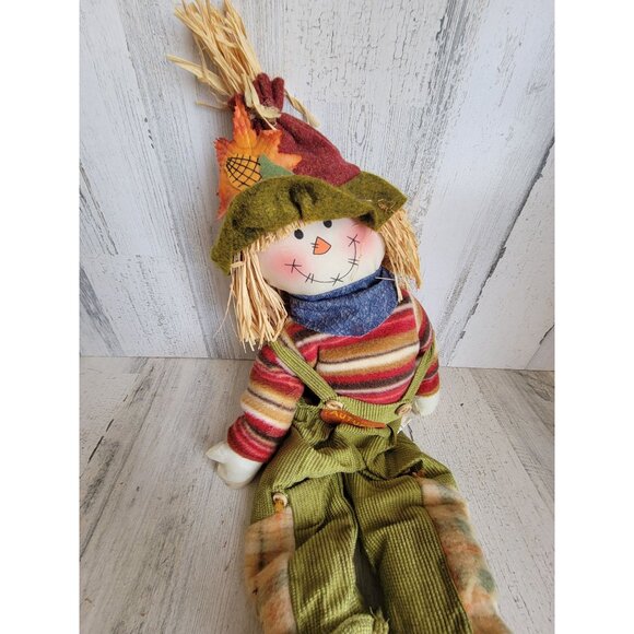 Sitting scarecrow Autumn farmer Halloween home decor figure - Picture 2 of 7